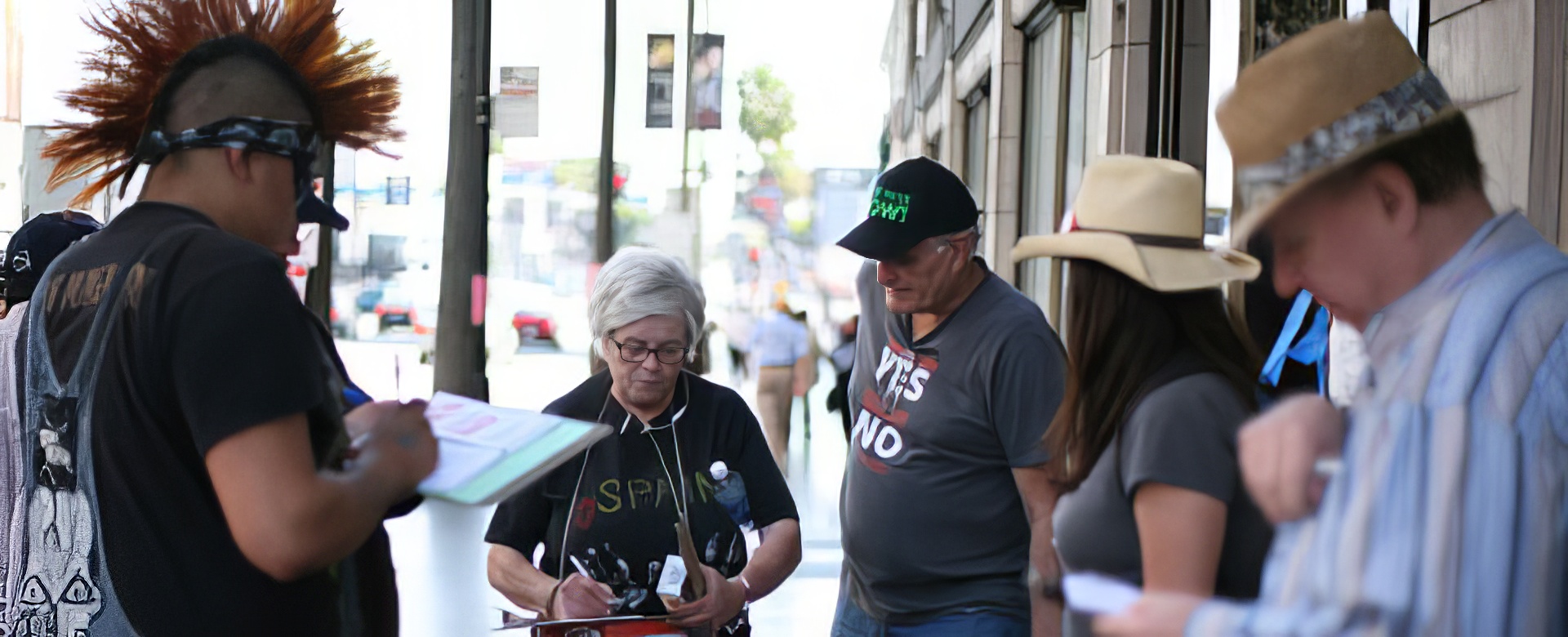 SPN volunteers gathering signatures in support of single-payer healthcare